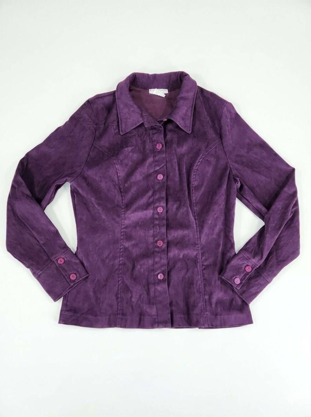 💜Vintage Paris Sport Club Purple Buttoned & Collared Fitted Shacket Large